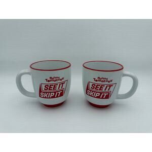 Rotten Tomatoes See It Skip It Ceramic Coffee Mugs Set of 2 Red White Promo Cups